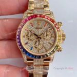 JH Factroy New Gold Rolex Daytona Rainbow Diamonds Watch Replica - Swiss Cal 4130 (1)_th.jpg